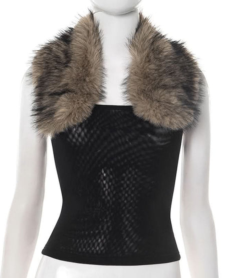 Chic Faux Fur Trim Strapless Top - Luxe Fall & Holiday Party Statement Piece
