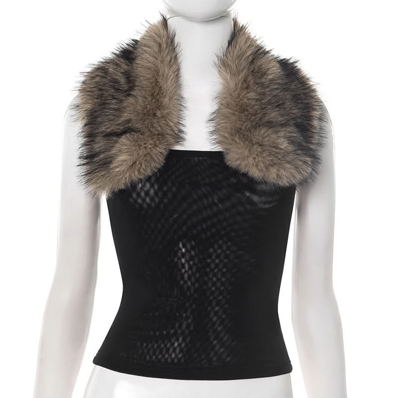 Chic Faux Fur Trim Strapless Top - Luxe Fall & Holiday Party Statement Piece