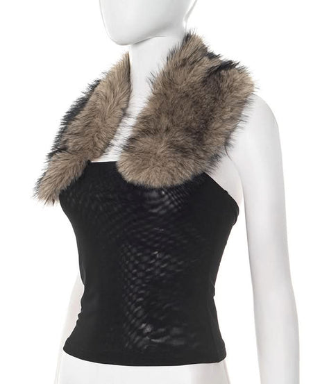 Chic Faux Fur Trim Strapless Top - Luxe Fall & Holiday Party Statement Piece