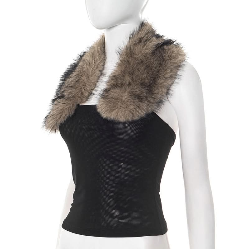 Chic Faux Fur Trim Strapless Top - Luxe Fall & Holiday Party Statement Piece