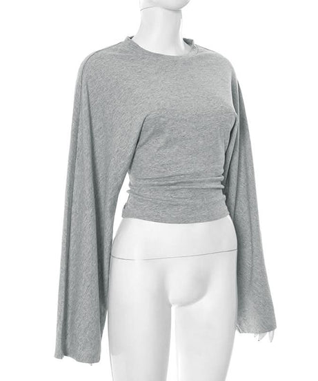 Effortless Fall Style: Women's Dolman Sleeve Cinched Waist Cotton Knit Top