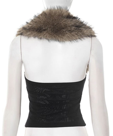 Chic Faux Fur Trim Strapless Top - Luxe Fall & Holiday Party Statement Piece
