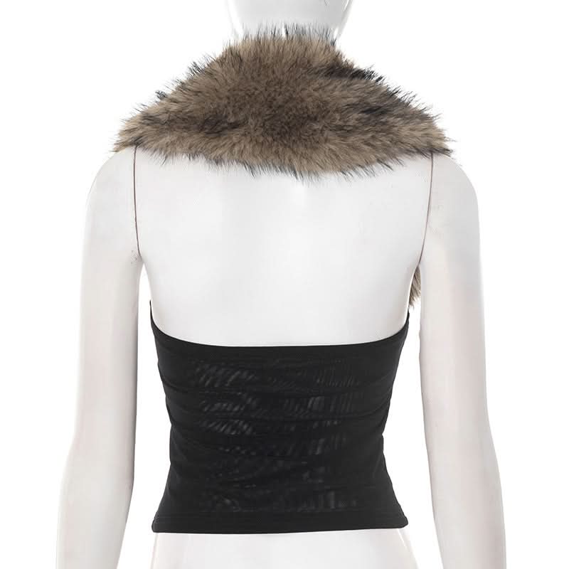 Chic Faux Fur Trim Strapless Top - Luxe Fall & Holiday Party Statement Piece