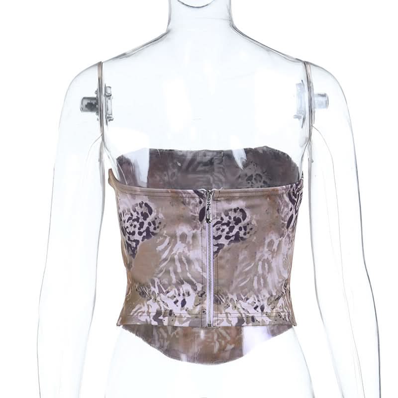 Fierce Mixed Animal Print Strapless Corset Top | Trendy Fall Fashion with a Y2K Edge