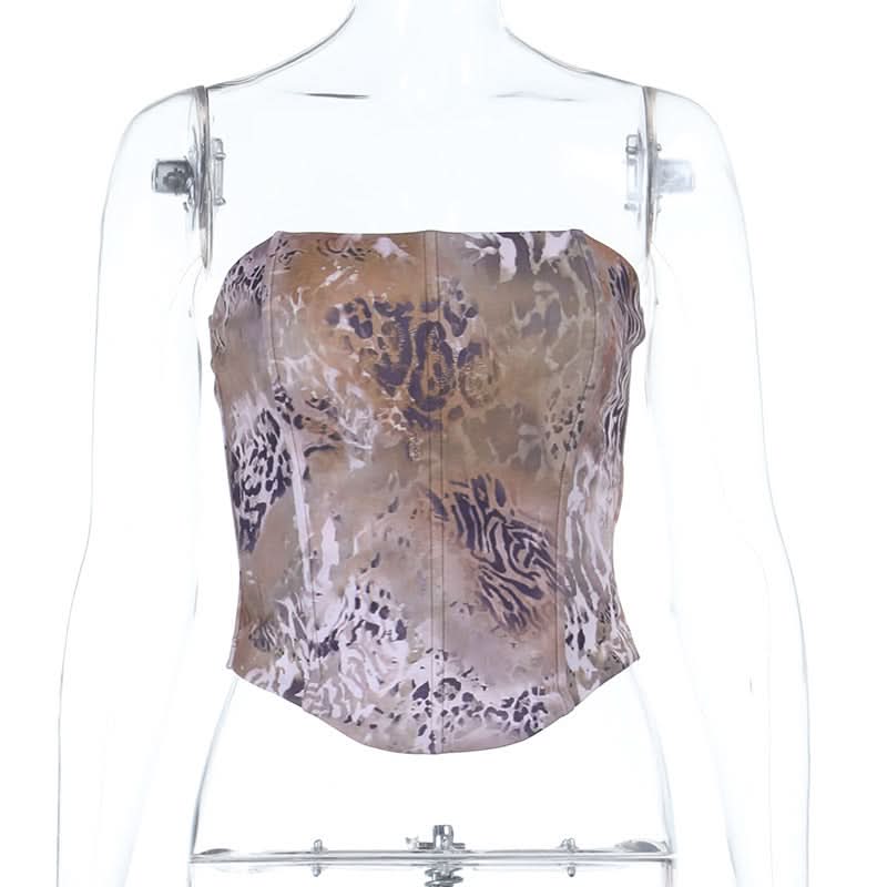 Fierce Mixed Animal Print Strapless Corset Top | Trendy Fall Fashion with a Y2K Edge