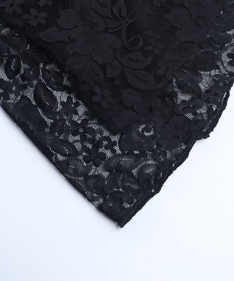 Gothic Glamour: Black Lace Halter Mermaid Maxi Dress - Spooky Season & Fall Event Ready