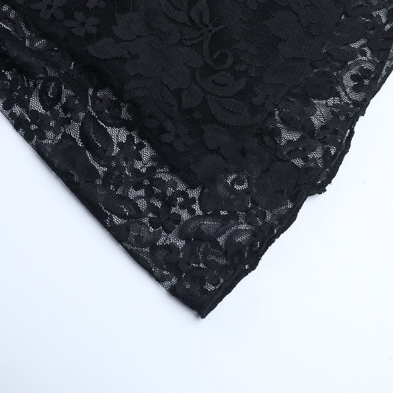 Gothic Glamour: Black Lace Halter Mermaid Maxi Dress - Spooky Season & Fall Event Ready