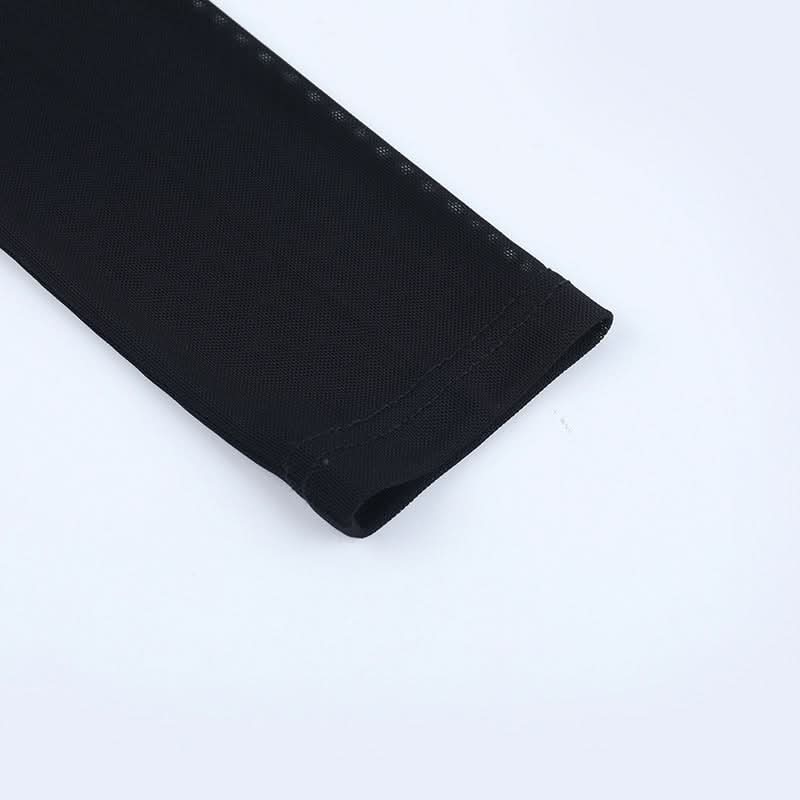 Black Mesh & Lace Square Neck Crop Top - Fall's Edgy Essential