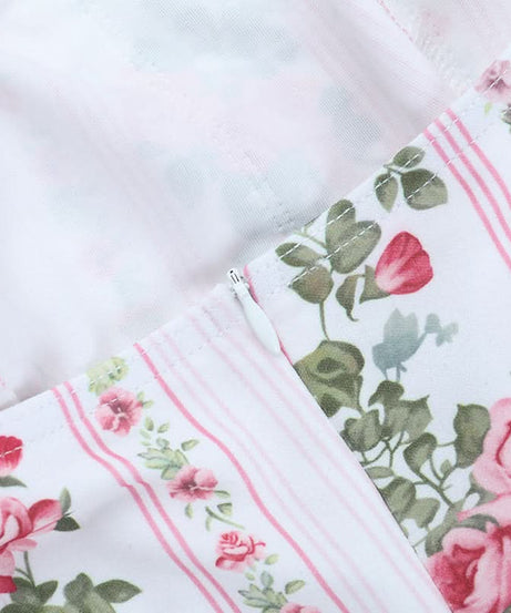 Romantic Rose Floral Strapless Mini Dress with Lace Trim | Autumn Getaway & Resort Wear