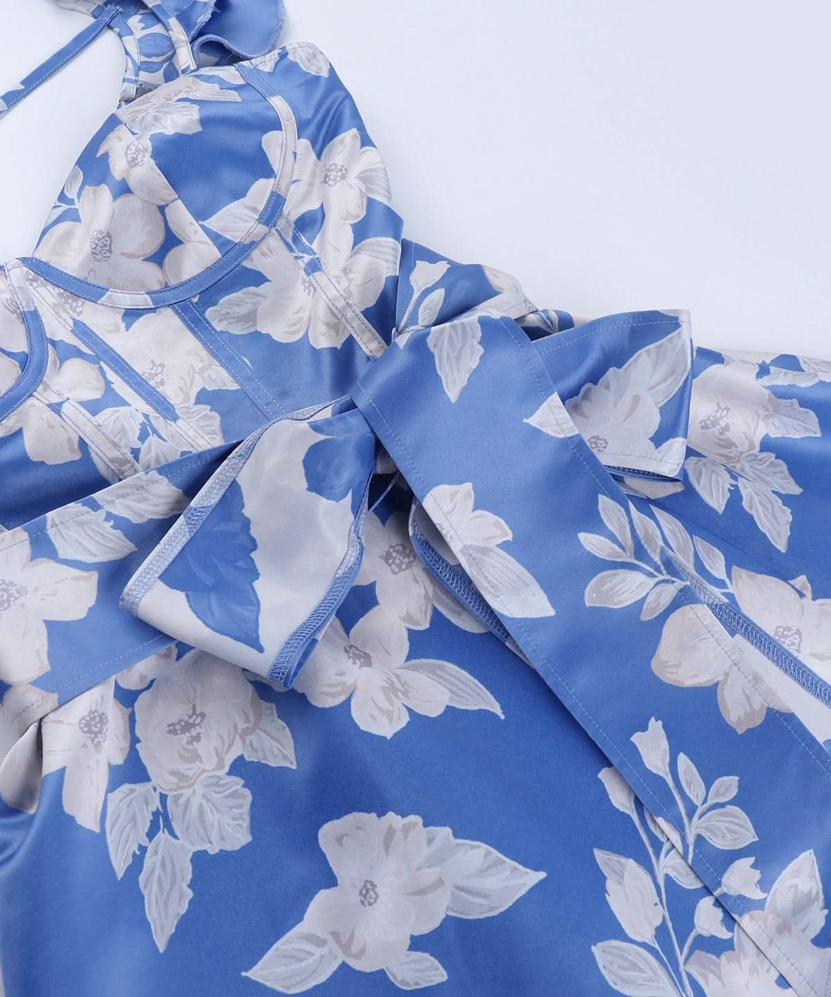 Azure Bloom Ruffle Midi Dress: Sweetheart Neck, Tie-Waist & Slit | Vacation & Event Ready