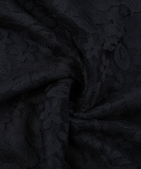 Gothic Glamour: Black Lace Halter Mermaid Maxi Dress - Spooky Season & Fall Event Ready