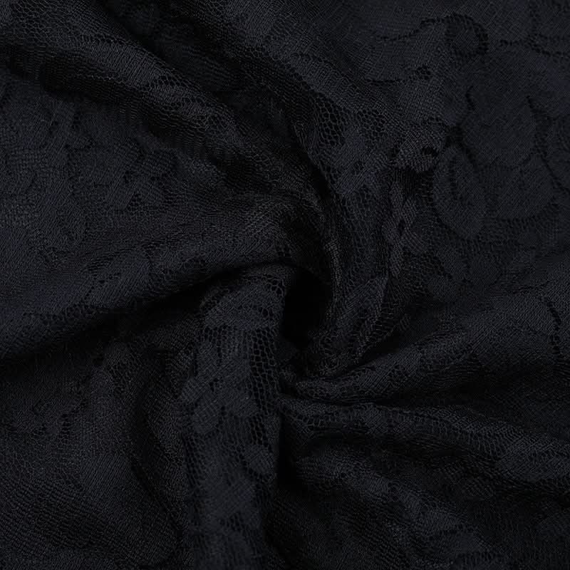 Gothic Glamour: Black Lace Halter Mermaid Maxi Dress - Spooky Season & Fall Event Ready