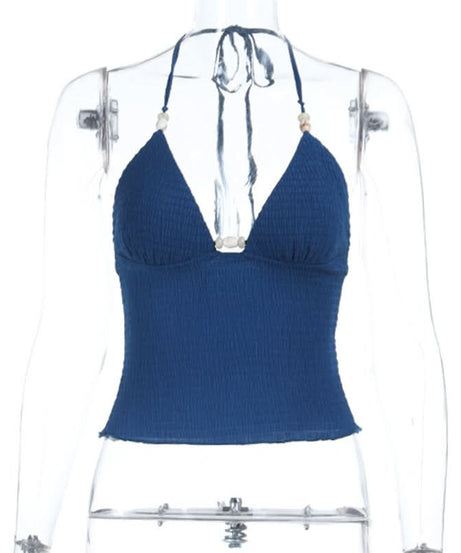 Chic Seashell Halter Ruched Top - Your Perfect Resort & Vacation Getaway Essential