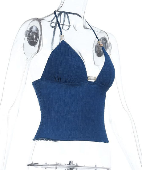 Chic Seashell Halter Ruched Top - Your Perfect Resort & Vacation Getaway Essential