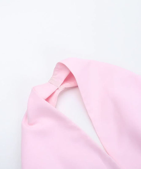 Barbiecore Pink Ruched Halter Crop Top - Chic Cut-Out Style for Nights Out & Getaways