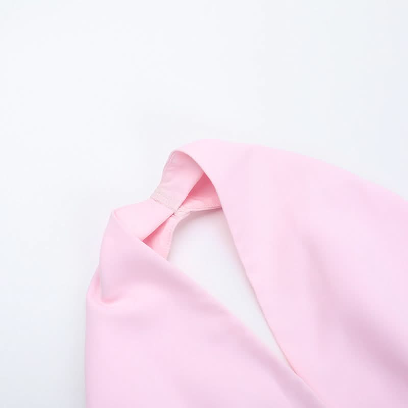 Barbiecore Pink Ruched Halter Crop Top - Chic Cut-Out Style for Nights Out & Getaways