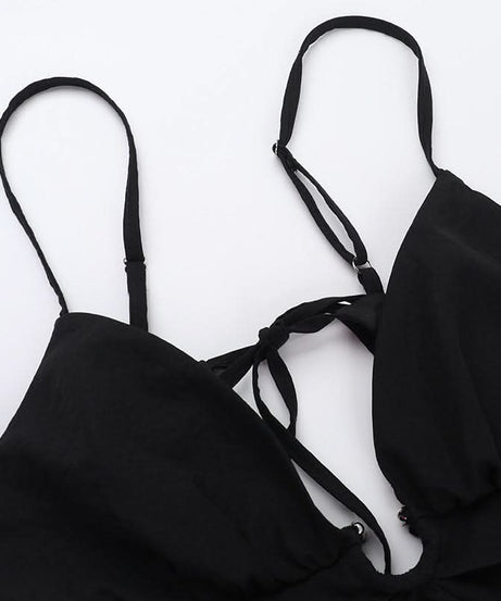 Sultry Black Deep V Cutout Maxi Dress with High Slit - Perfect for Fall Soirées & Holiday Glamour