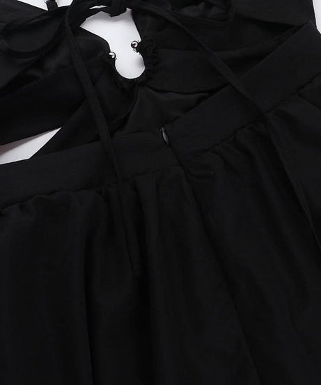 Sultry Black Deep V Cutout Maxi Dress with High Slit - Perfect for Fall Soirées & Holiday Glamour