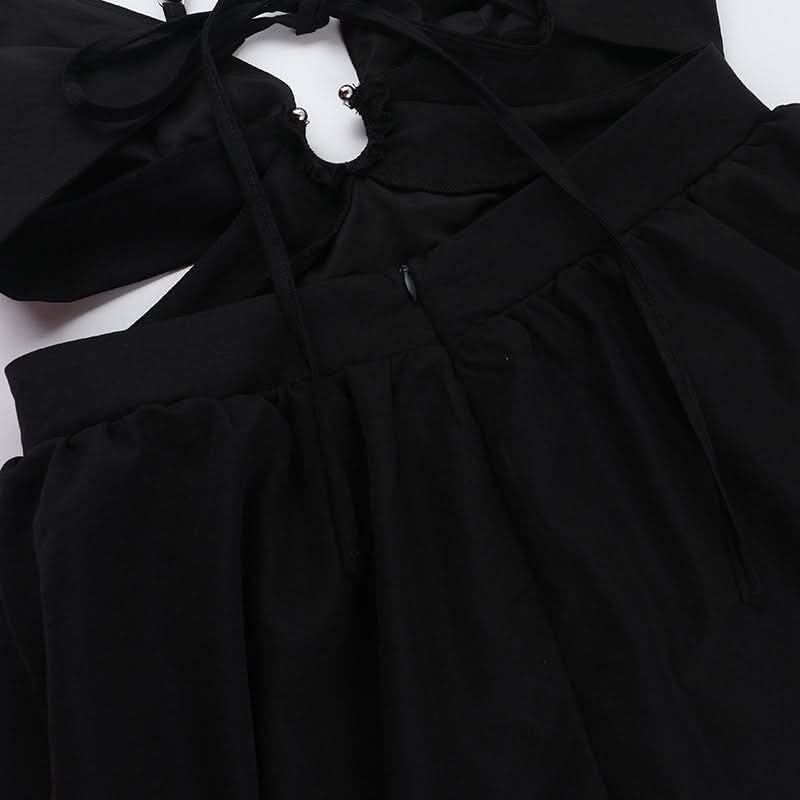 Sultry Black Deep V Cutout Maxi Dress with High Slit - Perfect for Fall Soirées & Holiday Glamour