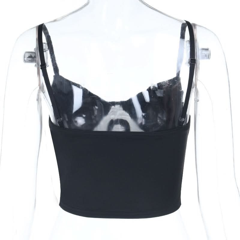 Gothic Ankh Mesh Corset Bustier Top - Edgy Black Crop for Halloween & Fall