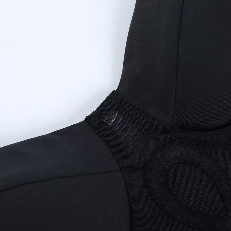 Gothic Ankh Mesh Corset Bustier Top - Edgy Black Crop for Halloween & Fall