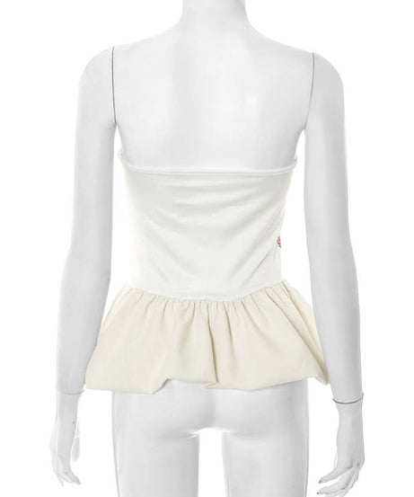 Fierce Snarling Dog Graphic Tube Top - Edgy Peplum & Spooky Chic Fall Style