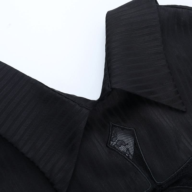 Vampire Bat Chic Gothic Corset Top - Puff Sleeve Lace-Up Blouse for Halloween & Fall