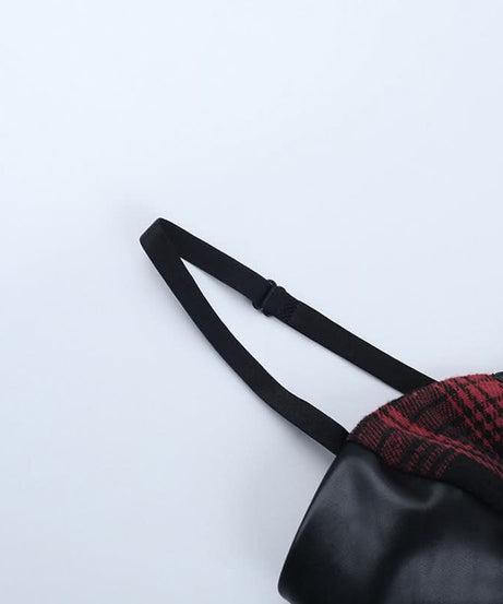 Gothic Grunge Plaid Corset Mini Dress - Edgy Lace-Up Faux Leather for Fall & Halloween