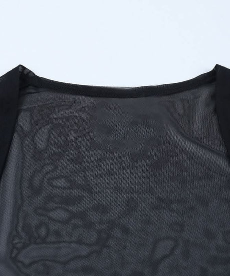 Mystical Gothic Mesh Bell Sleeve Shrug - Enchanting Halloween & Dark Romance Top