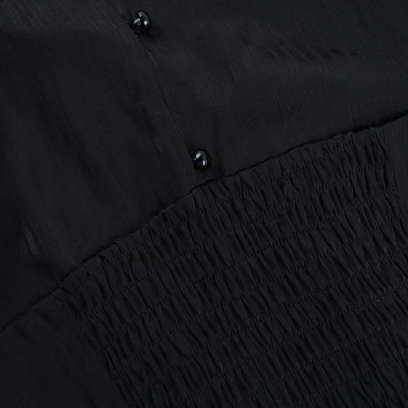 Vampire Bat Chic Gothic Corset Top - Puff Sleeve Lace-Up Blouse for Halloween & Fall