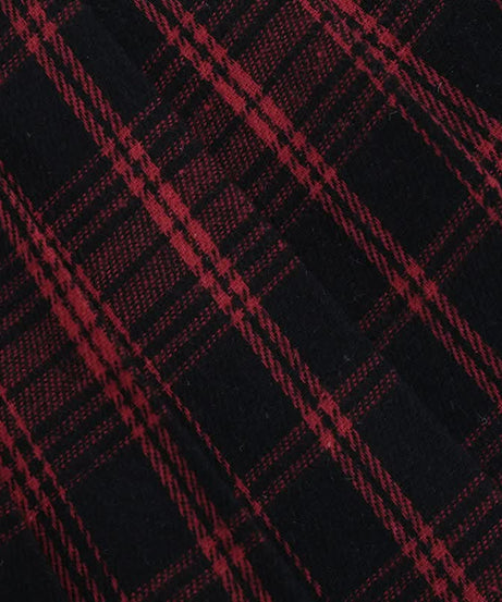 Spooky Season Style: Edgy Red Plaid Pleated Mini Skirt with Faux Leather & Eyelet Waist | Perfect for Halloween & Gothcore Looks