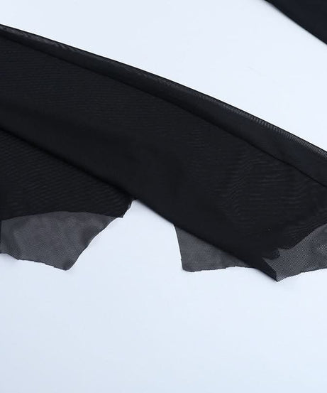 Mystical Gothic Mesh Bell Sleeve Shrug - Enchanting Halloween & Dark Romance Top