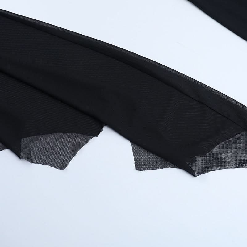 Mystical Gothic Mesh Bell Sleeve Shrug - Enchanting Halloween & Dark Romance Top