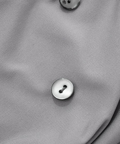 Daring Grey Cowl Neck Halter Top | Deep V & Shimmer Buttons for Fall Nights