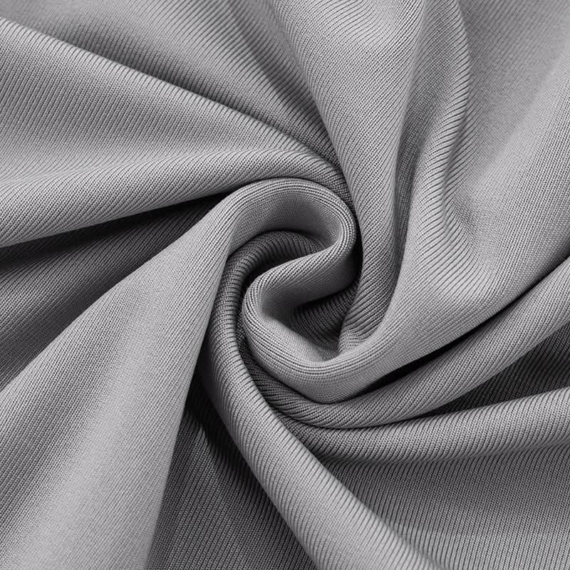 Daring Grey Cowl Neck Halter Top | Deep V & Shimmer Buttons for Fall Nights