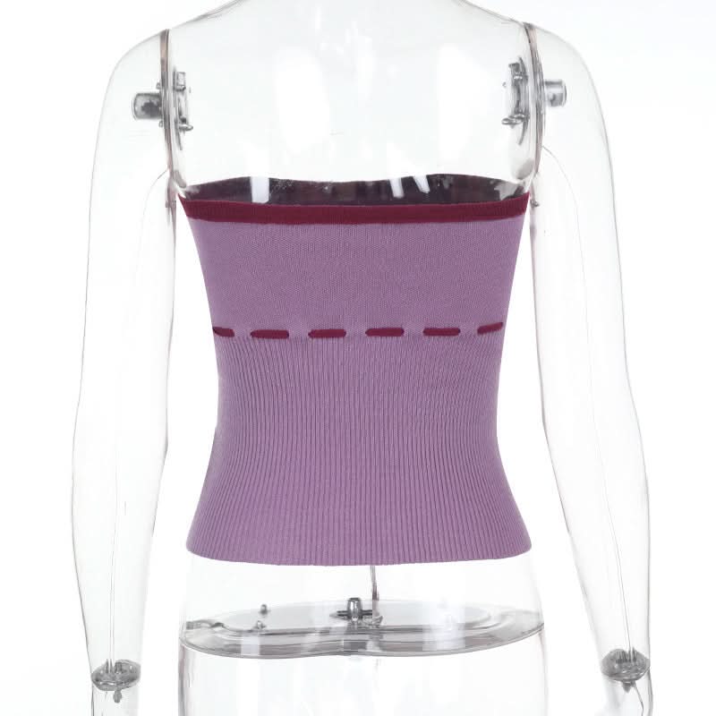 Statement "TRUST ME" Ribbed Tube Top - Y2K Knit Strapless Crop for Fall Fashion