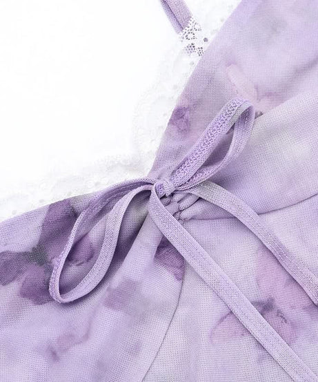 Whimsical Lavender Butterfly Maxi Dress - Ruffle Slit & Lace Trim