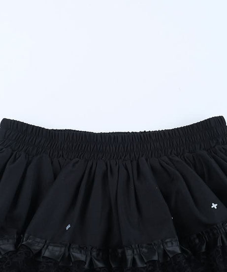 Gothic Ruffled Lace Tiered Mini Skirt - Spooky Chic for Halloween & Fall Alt Fashion