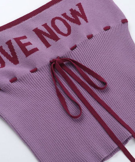 Statement "TRUST ME" Ribbed Tube Top - Y2K Knit Strapless Crop for Fall Fashion