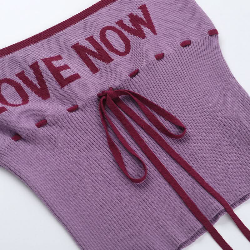 Statement "TRUST ME" Ribbed Tube Top - Y2K Knit Strapless Crop for Fall Fashion