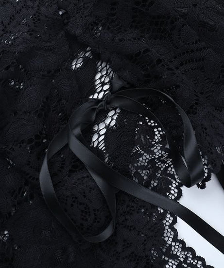 Gothic Romance Black Lace Flared Sleeve Shrug | Victorian Witchy Bolero for Fall & Halloween