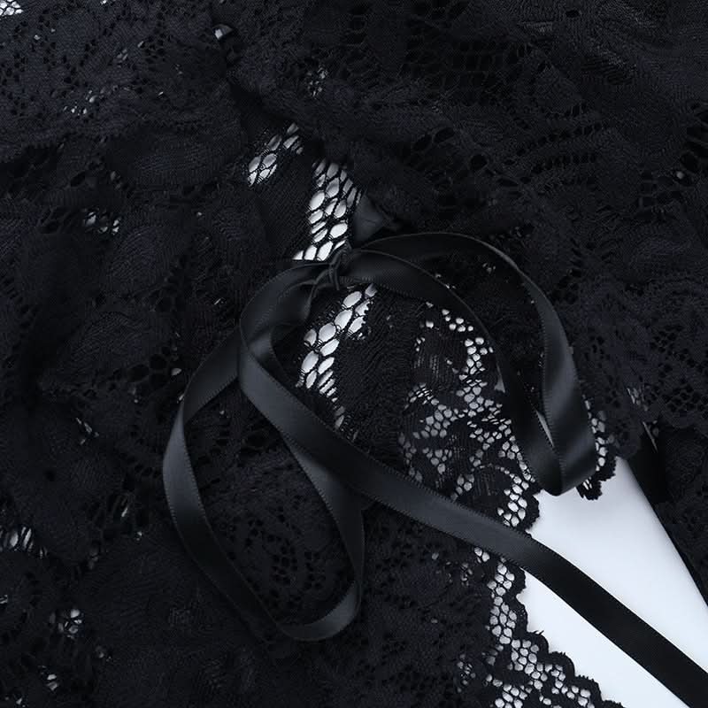 Gothic Romance Black Lace Flared Sleeve Shrug | Victorian Witchy Bolero for Fall & Halloween