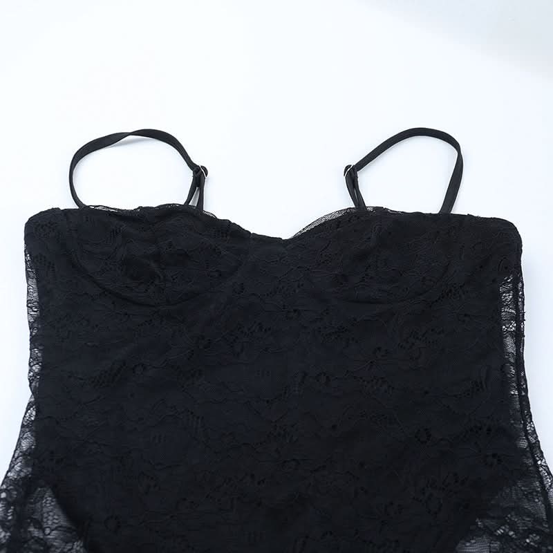 Dare to Dazzle: Black Lace Sheer Maxi Dress - Cami Style for Fall & Holiday Glamour