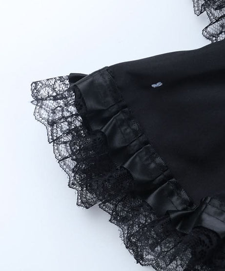 Gothic Ruffled Lace Tiered Mini Skirt - Spooky Chic for Halloween & Fall Alt Fashion