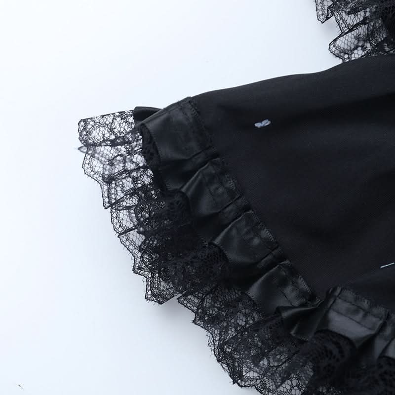 Gothic Ruffled Lace Tiered Mini Skirt - Spooky Chic for Halloween & Fall Alt Fashion