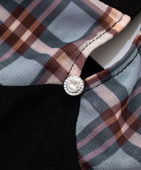 Fall Plaid Mesh Cut-Out Mini Dress - Strapless Y2K Party & Goth-Chic Style