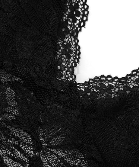 Sultry Black Lace Sheer Jumpsuit - Daring V-Neck Cami for Fall Nights & Halloween