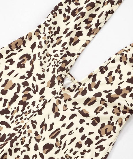 Unleash Your Wild Side: Fierce Leopard Deep V Halter Romper - Fall Party & Halloween Ready