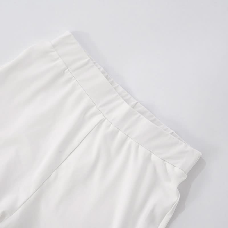 Iconic White One-Shoulder Mesh Crop Top & Biker Shorts Set – Trendy Fall Party & Vacation Statement 2-Piece Outfit