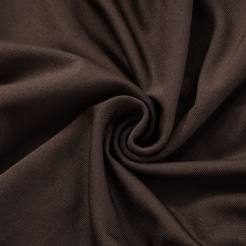 Sultry Chocolate Mesh Cutout Mini Dress - Off-Shoulder Ruched Party Dress for Fall Nights